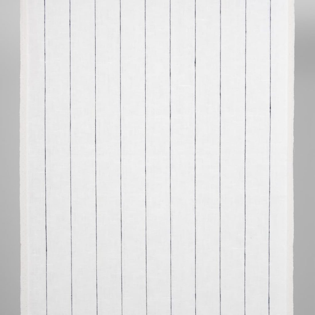 Narrow linen fabric white with thin blue stripes