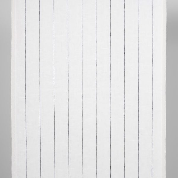Narrow linen fabric white with thin blue stripes