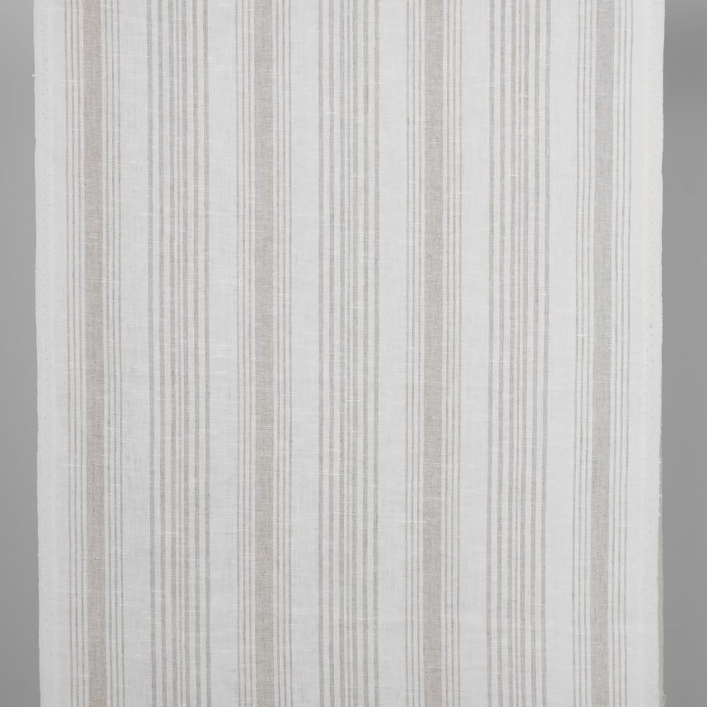Narrow linen fabric white with natural colour stripes