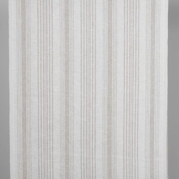 Narrow linen fabric white with natural colour stripes