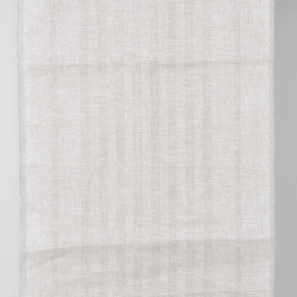 Narrow linen fabric natural and white with textured stripes