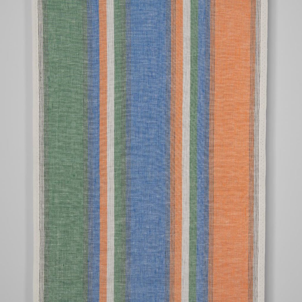 Narrow linen fabric in multicolour stripes