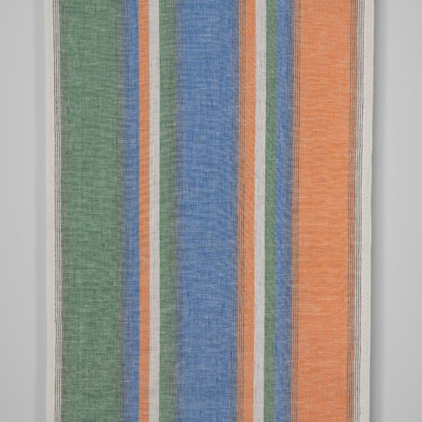 Narrow linen fabric in multicolour stripes