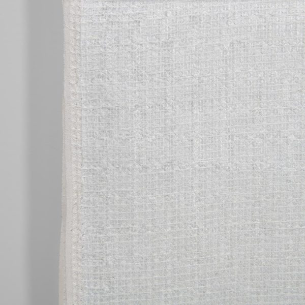 Narrow linen fabric off-white waffle close up detail