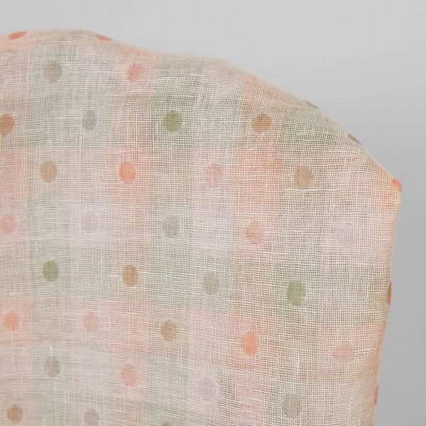 Linen fabric light orange and green checks, double-layer