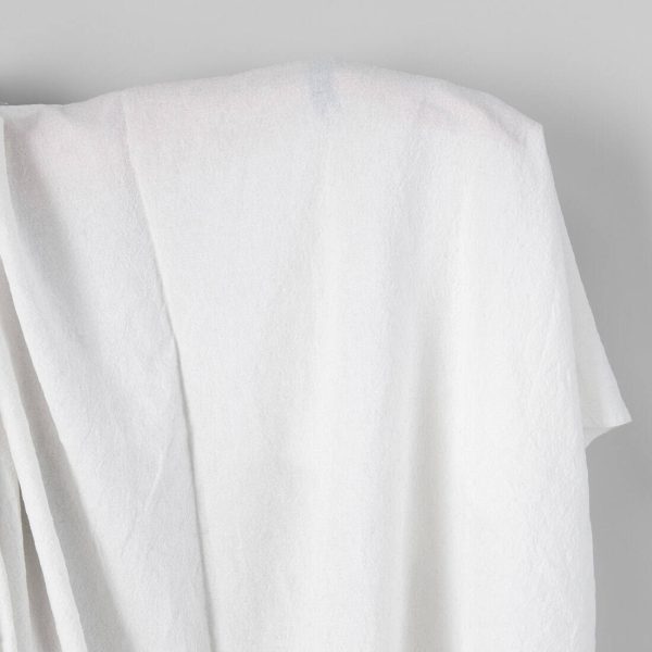 Wide washed linen cotton fabric bright white