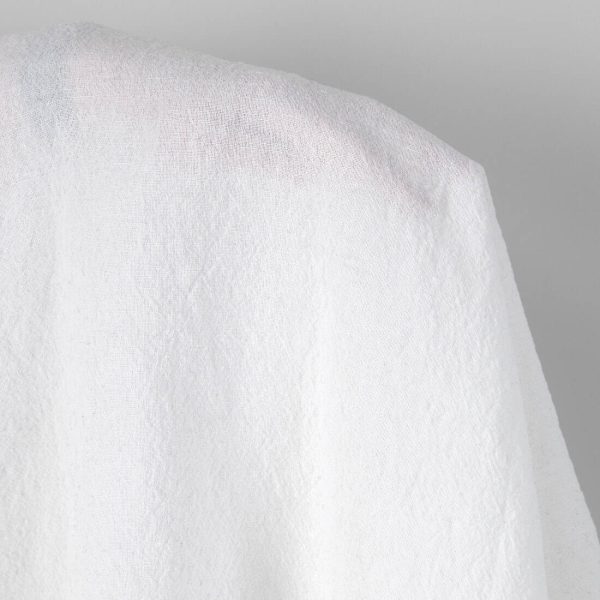 Wide washed linen cotton fabric bright white, plain weave