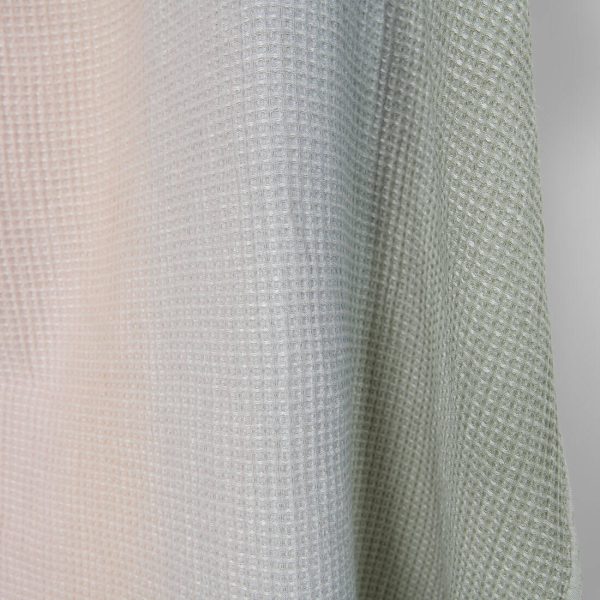 Washed cotton-hemp waffle fabric pink grey green gradient