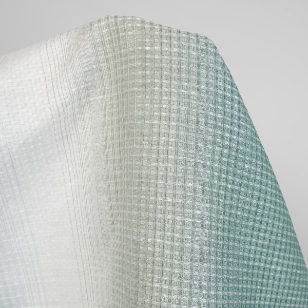 cotton hemp waffle striped fabric green blue