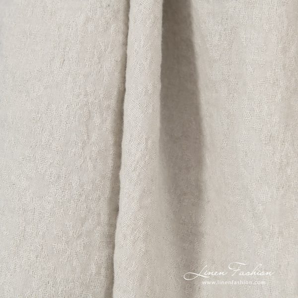 linen wool jacquard fabric grey sand color.