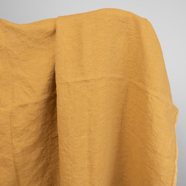 linen washed fabric mustard yellow, 145cm.