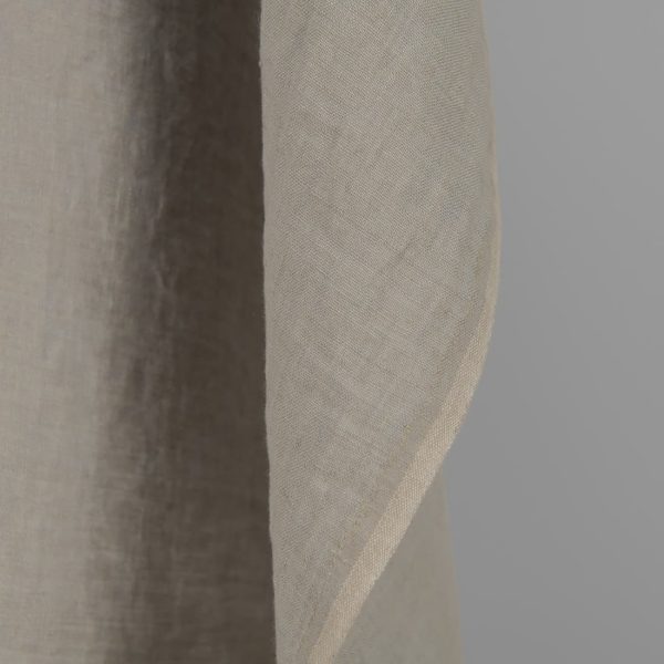 Washed linen fabric cool grey beige colour edge