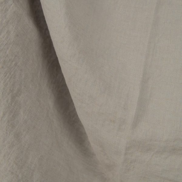 Washed linen fabric cool grey beige colour close up detail