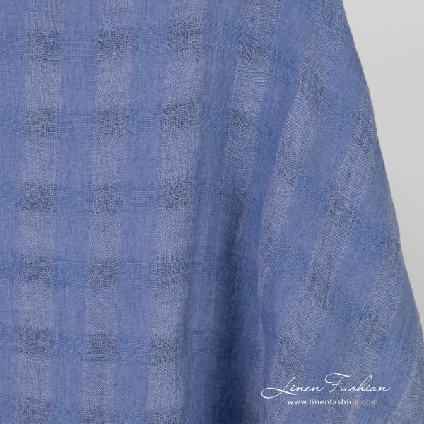 Blue linen fabric in checks