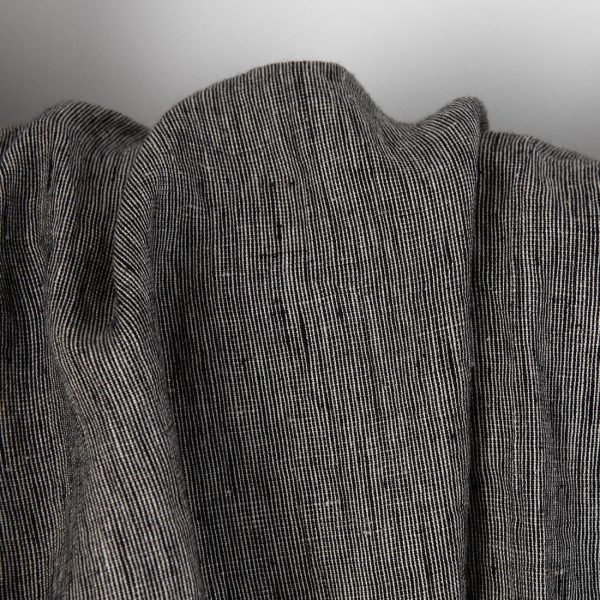 Linen fabric in natural and black, texture