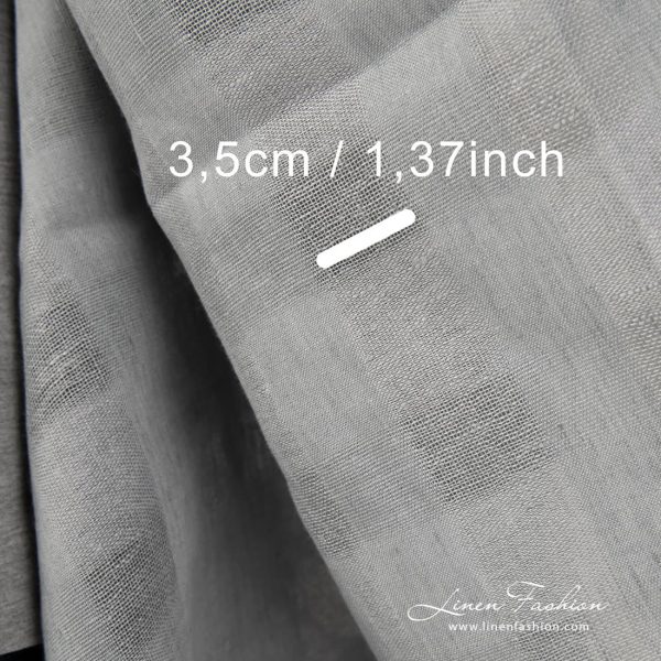100% linen fabric in grey colour.