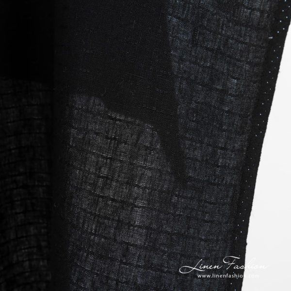 Black linen fabric with prominent dashes
