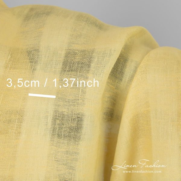Yellow linen fabric in checks