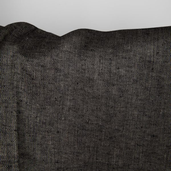 Linen fabric in natural and black pattern, 100% linen