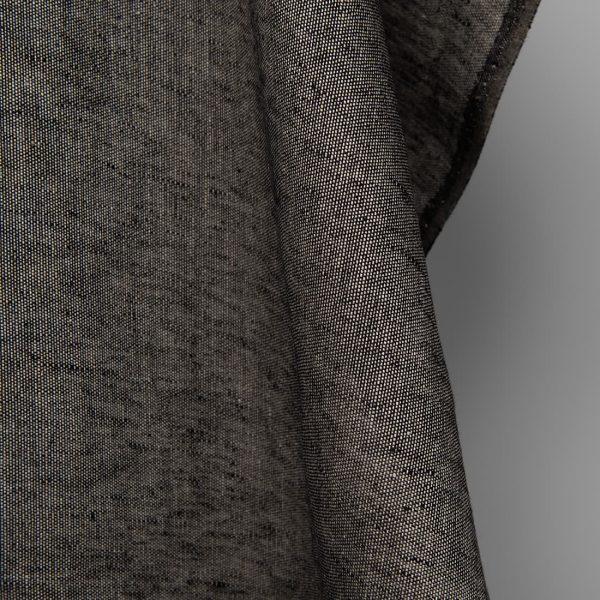 Linen fabric in natural and black pattern, 150cm