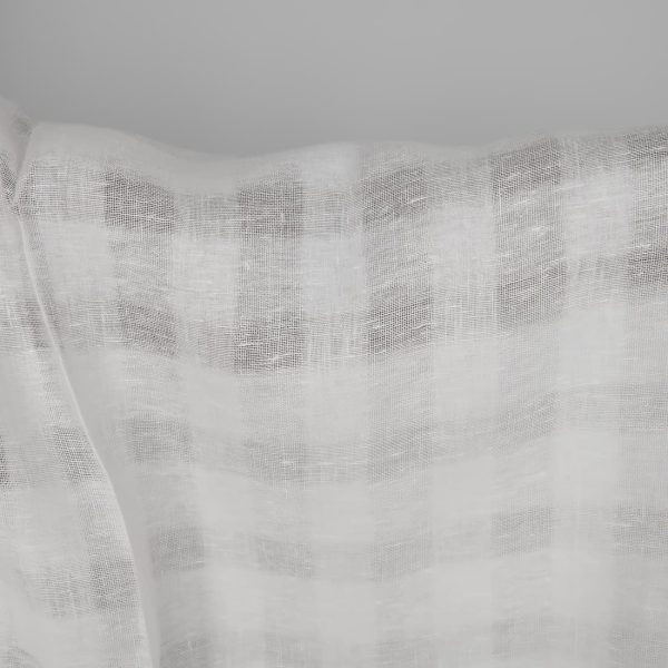 Linen fabric optical white transparent checks, 100% linen