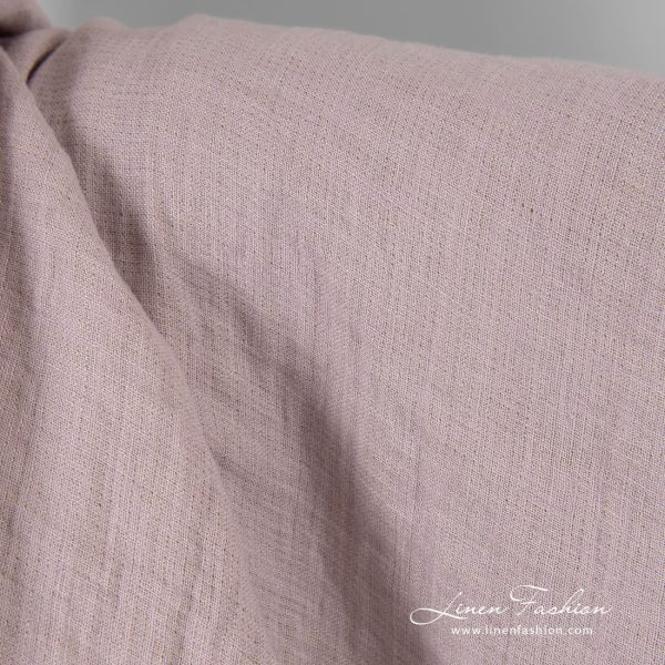 Linen fabric woven in light lilac and light brown colors
