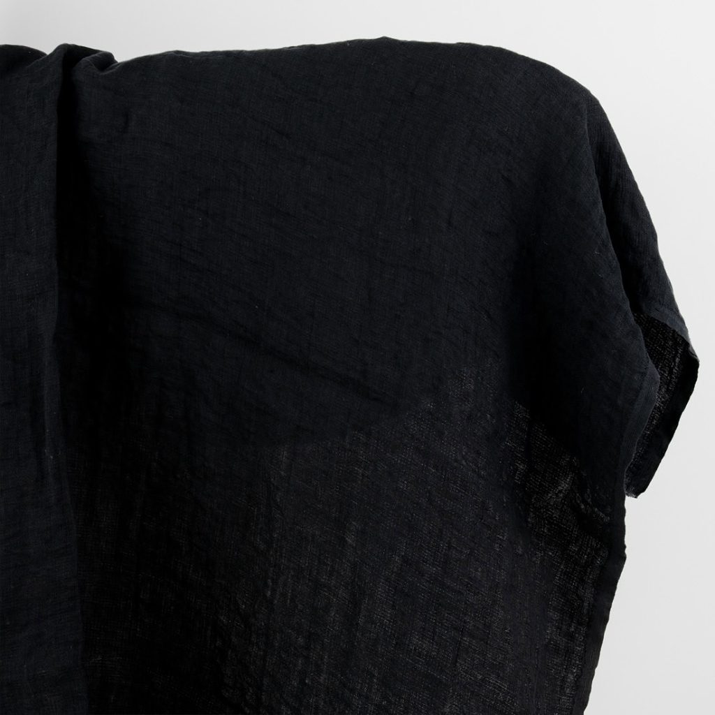 Linen fabric black double-layer, washed