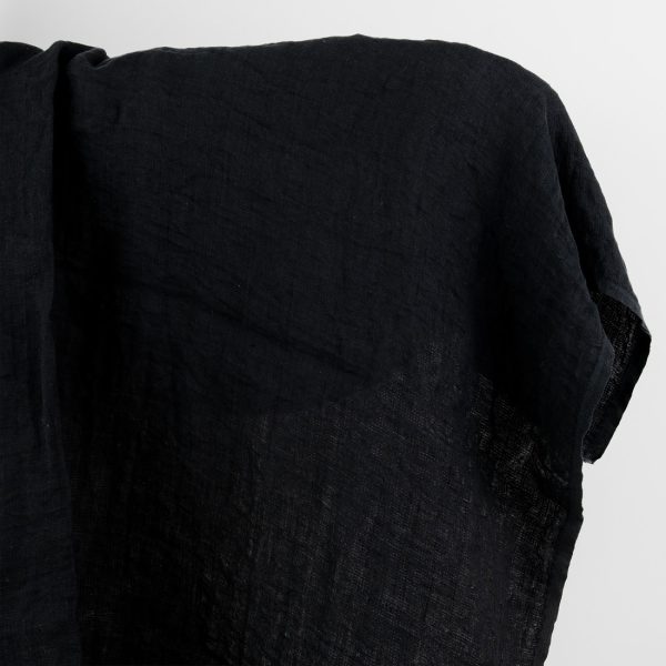 Linen fabric black double-layer, washed