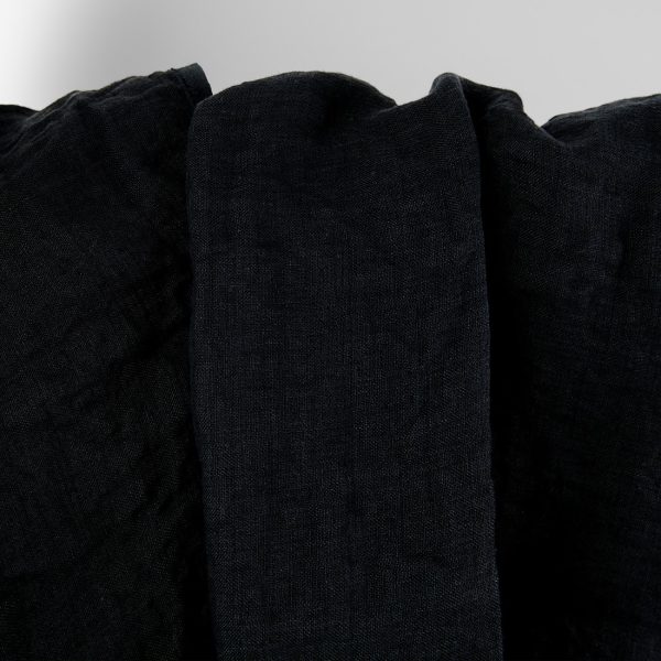 Linen fabric black double-layer, washed, pure linen