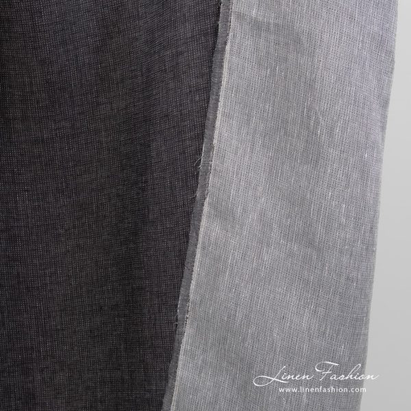 Double sided 100% linen fabric, grey black.