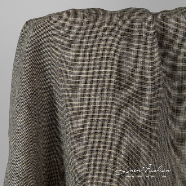 Checked linen fabric, black, yellow.