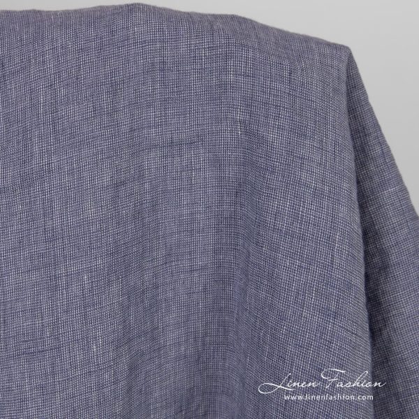 Violet linen fabric in melange, washed fabric