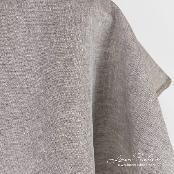 Greyish brown linen fabric with fancy yarns