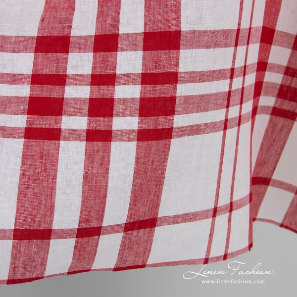 Checked linen fabric in dobby pattern