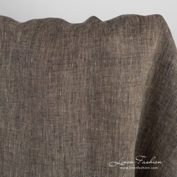 Linen fabric in yellow and brown melange for clothes and home textile