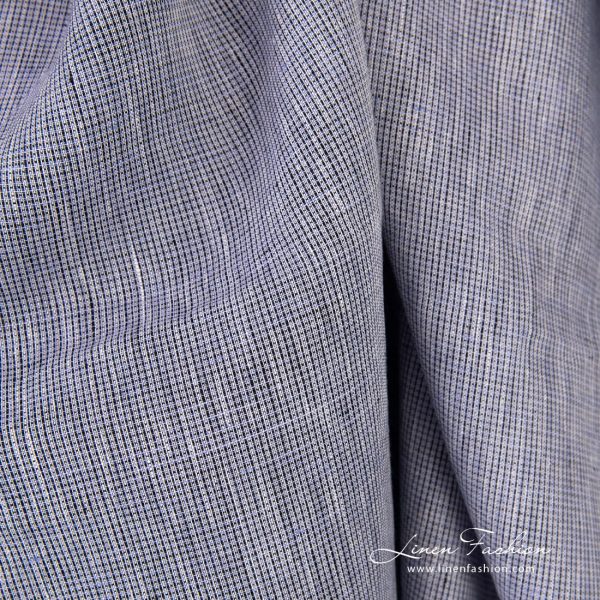 Linen fabric woven in black, violet and white yarns