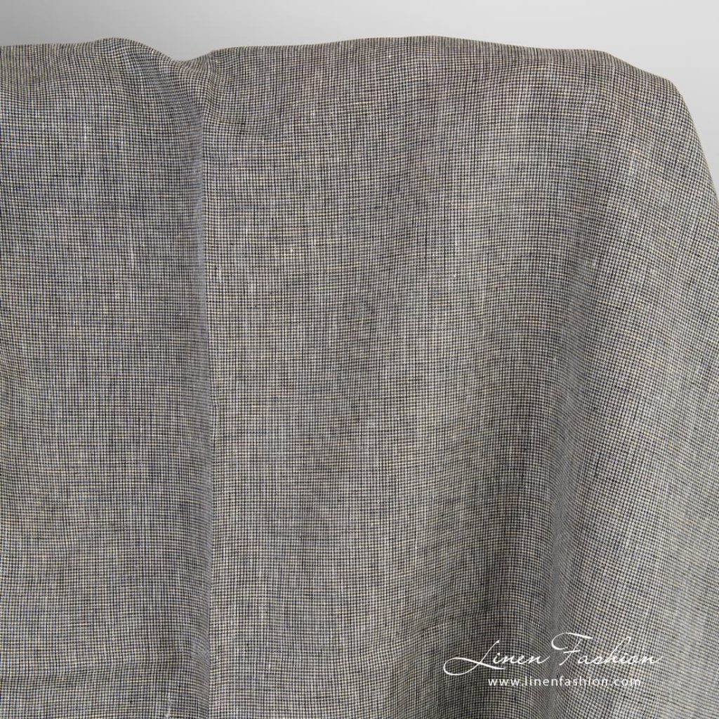 Linen fabric in yellow and black melange