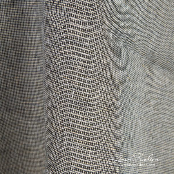 Linen fabric in yellow and black melange for clothes and home textile