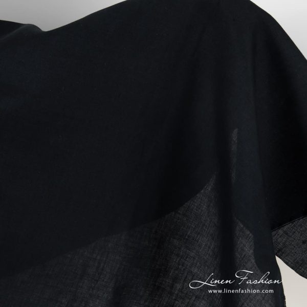Dark blue linen fabric in stripes