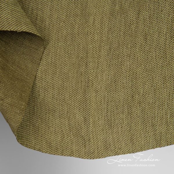 Green linen fabric in fine delicate design