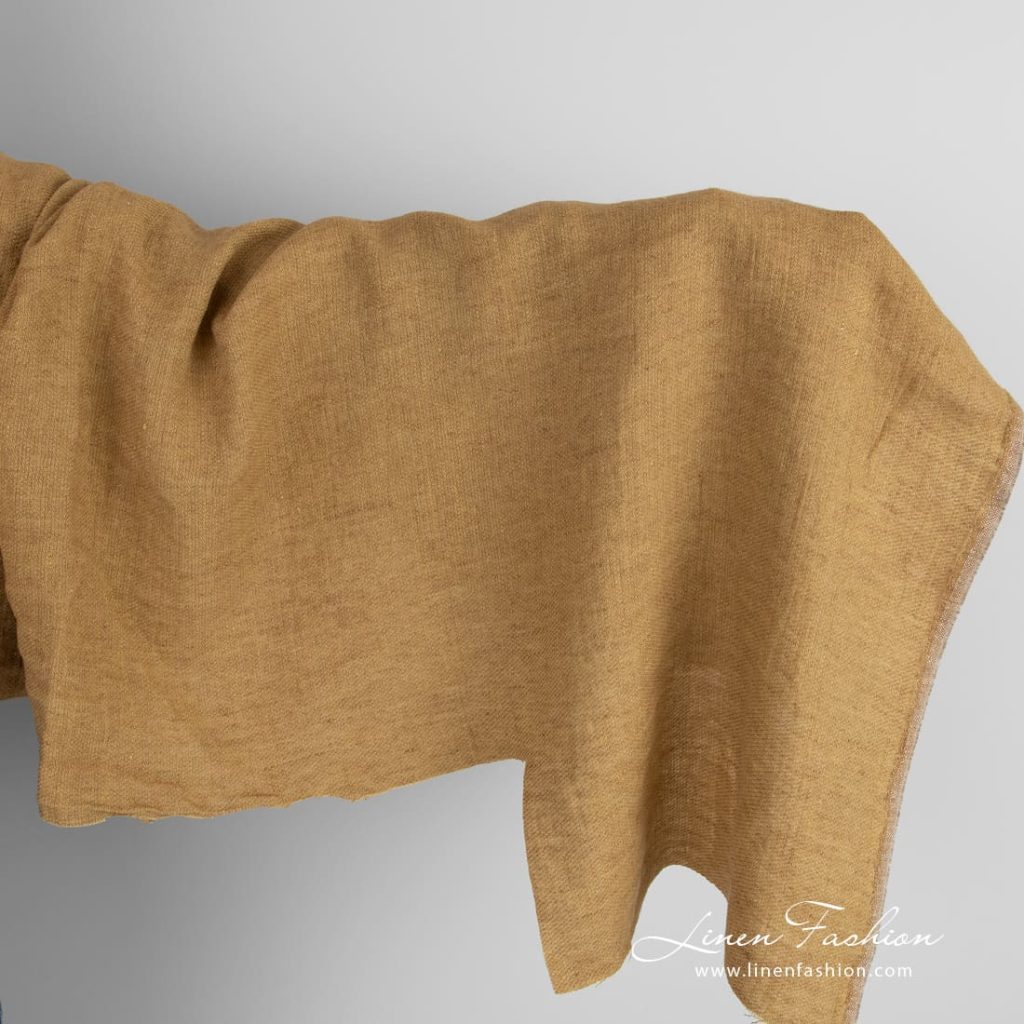 Yellow brown linen fabric