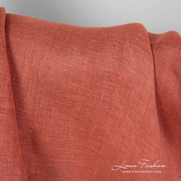 Red 100% linen fabric, double sided.