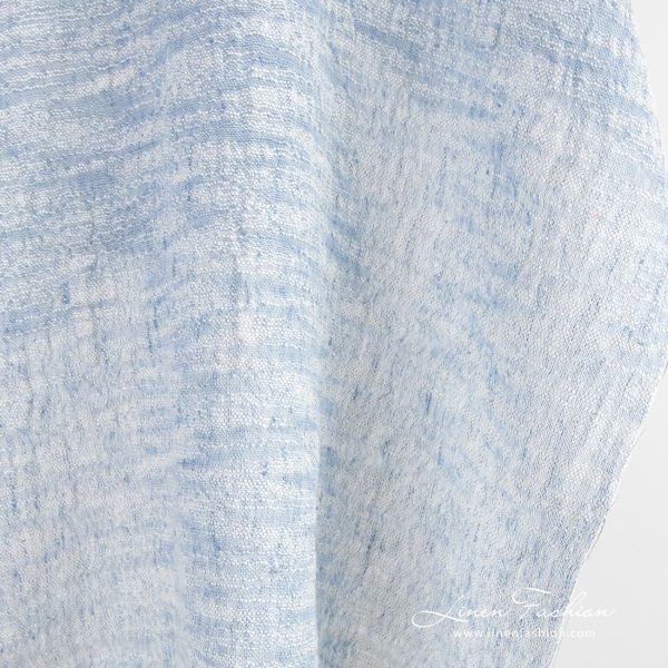Linen cotton fabric with white stripes