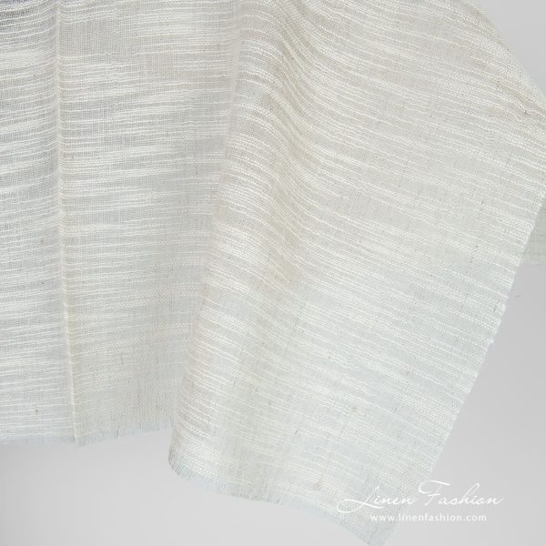 Linen cotton greyish fabric with white stripes