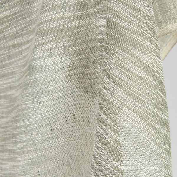 Linen cotton greenish fabric, woven with fancy yarns