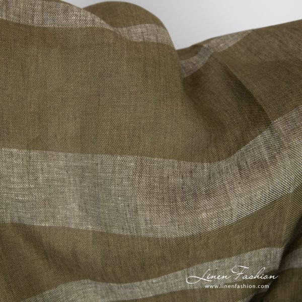 Dark green 100% linen fabric
