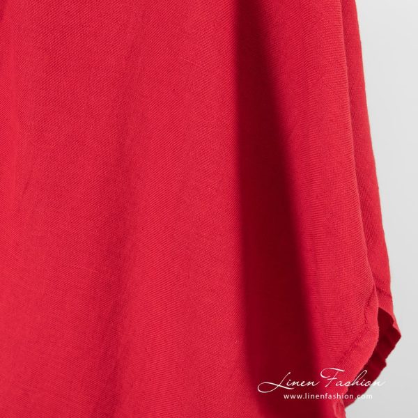 Linen cotton fabric in red color, perfect for home textile and clothes