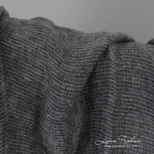 Lightweight black and white linen fabric, specially washed to increase softness
