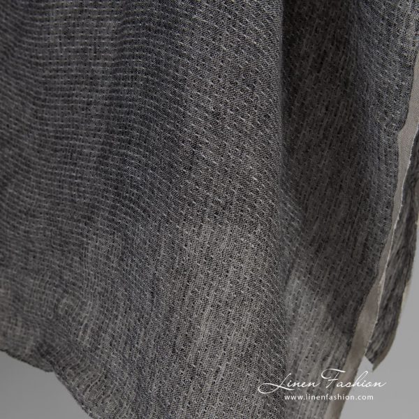Lightweight black and white linen fabric, perfect for curtains and shawls