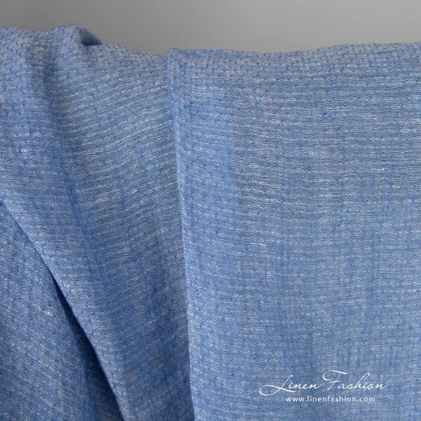 Lightweight washed linen fabric light blue colour product photo